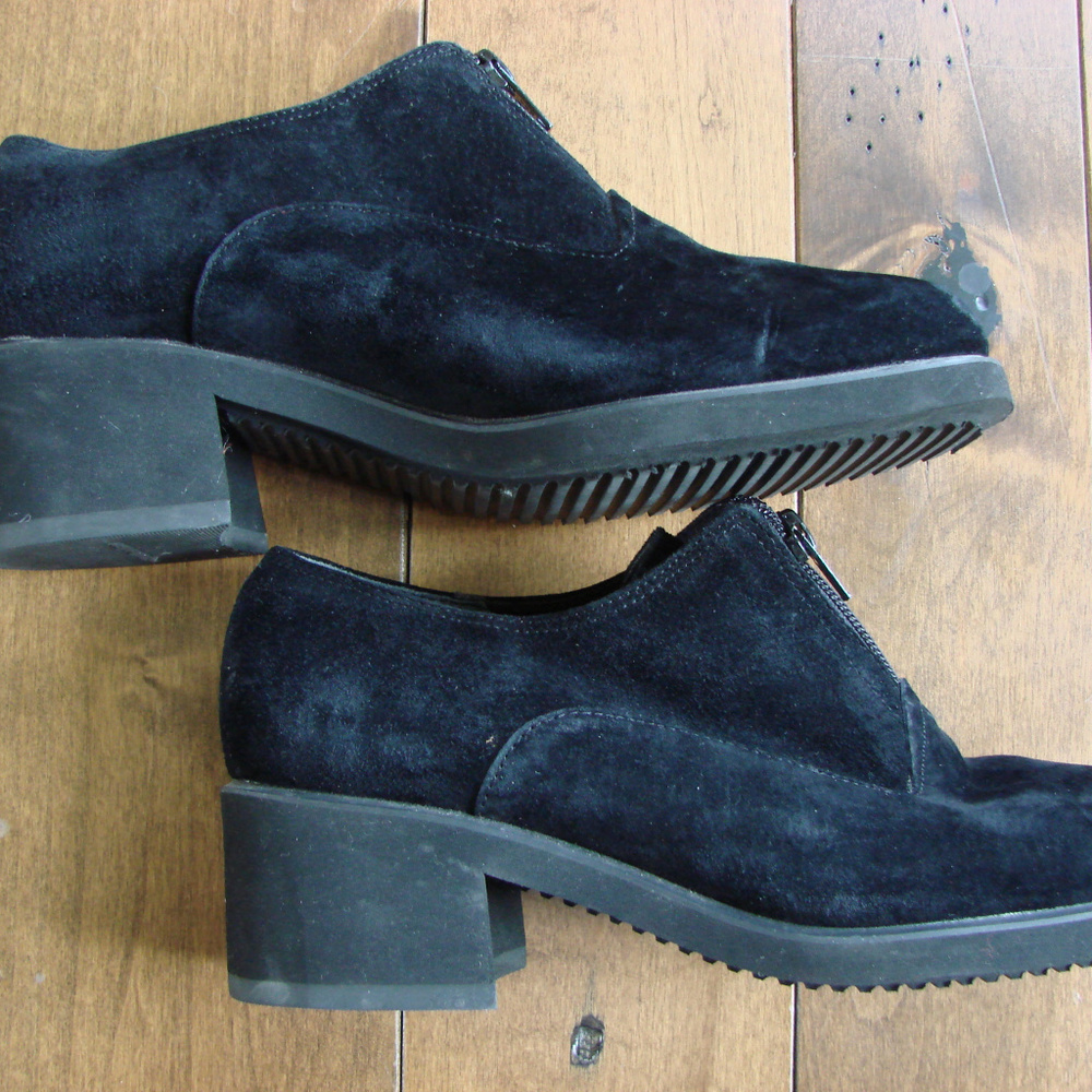 Chunky Heel Suede Zippered Shoes ~ 8